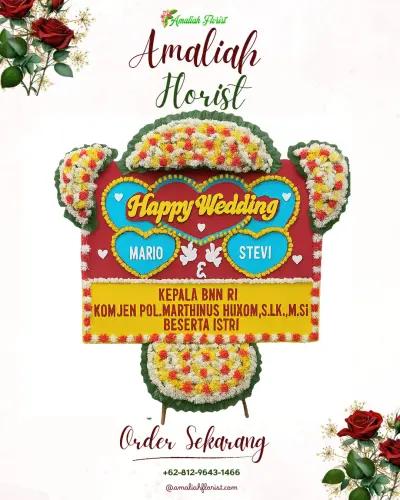 Karangan Papan Bunga Pernikahan di Tobuuha